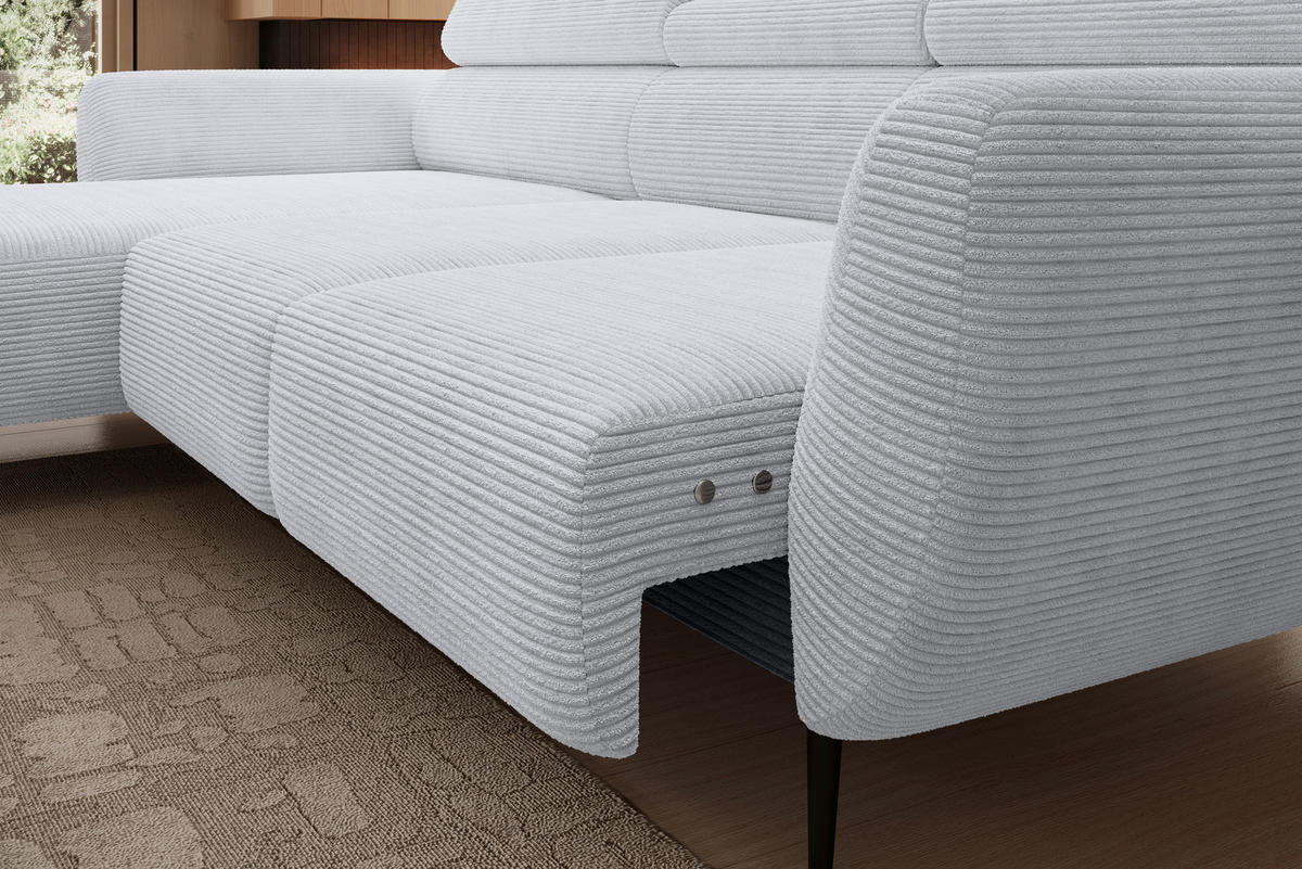 ECKSOFA in Cord Grau  - Schwarz/Grau, Konventionell, Textil/Metall (174/277cm) - Carryhome