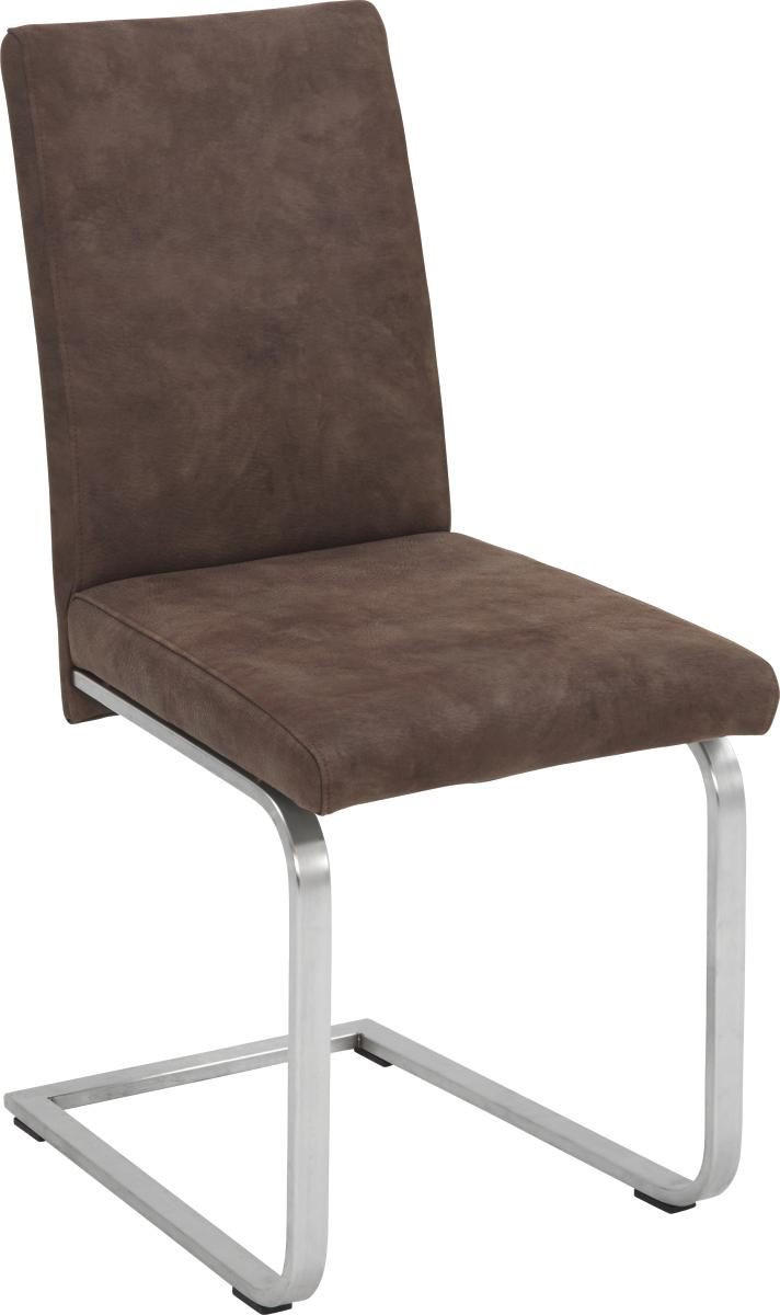 SCHWINGSTUHL  in Edelstahl Lederlook  - Edelstahlfarben/Braun, Design, Textil/Metall (42/93/53cm) - Novel