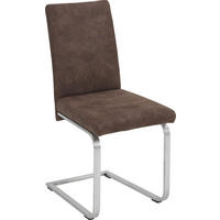 SCHWINGSTUHL  in Edelstahl Lederlook  - Edelstahlfarben/Braun, Design, Textil/Metall (42/93/53cm) - Novel