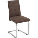 SCHWINGSTUHL  in Edelstahl Lederlook  - Edelstahlfarben/Braun, Design, Textil/Metall (42/93/53cm) - Novel