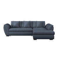 ECKSOFA Dunkelblau Webstoff  - Schwarz/Dunkelblau, Design, Kunststoff/Textil (278/187cm) - Livetastic