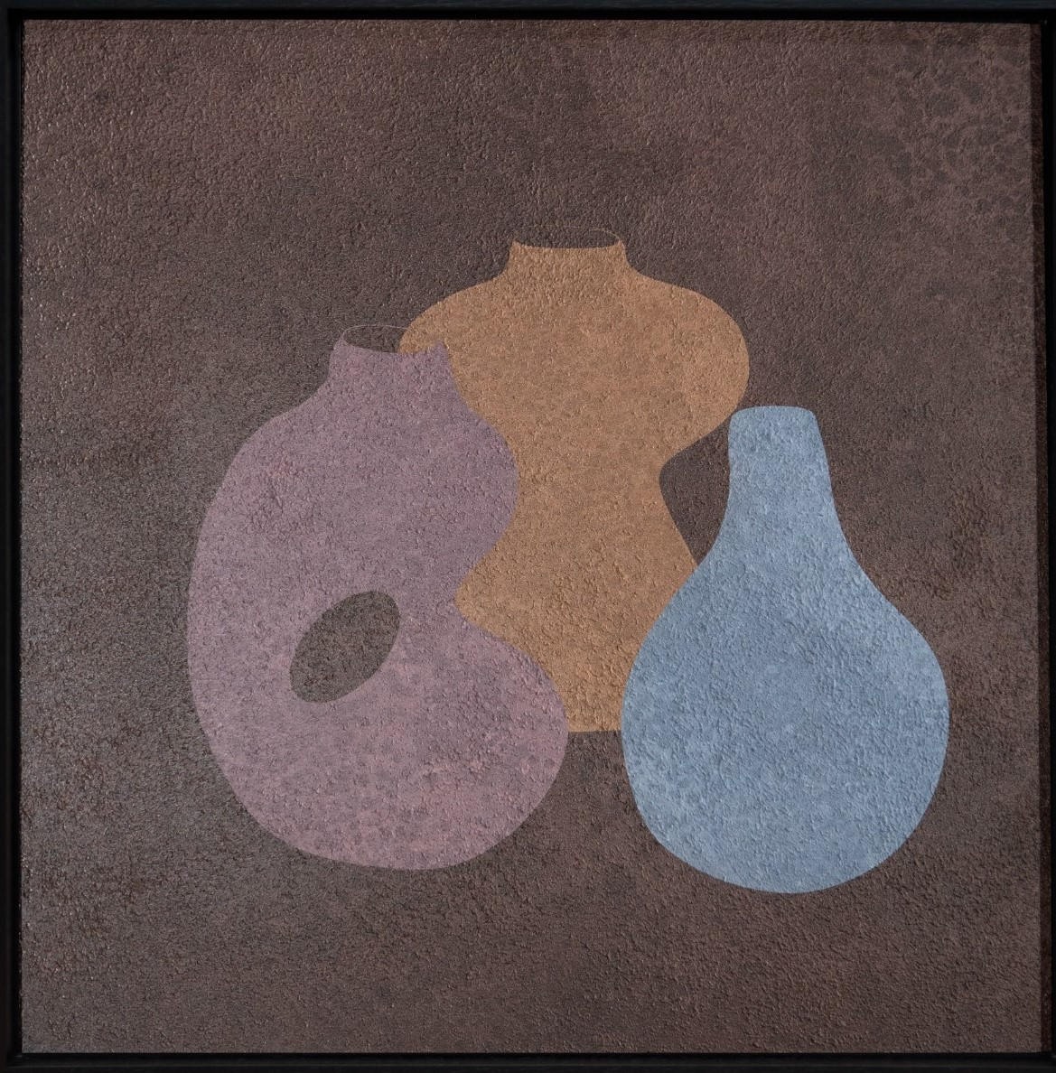 Wandkraft Bild Hugging Pots I Blau, Braun, Beige 100x100x10 cm