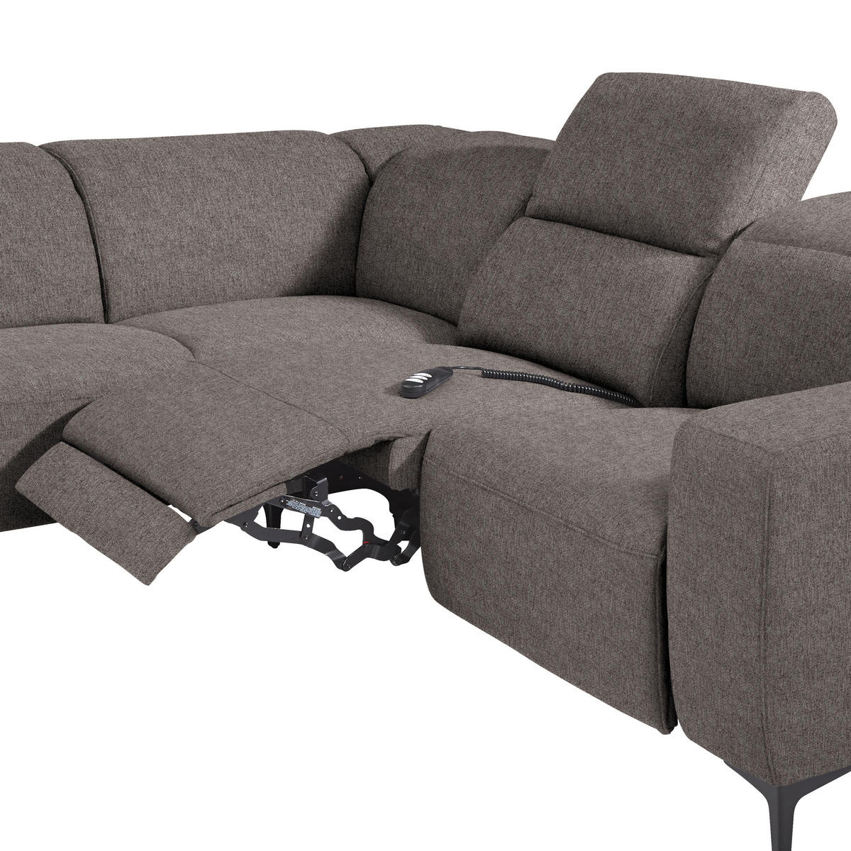 ECKSOFA Graubraun Flachgewebe  - Graubraun/Schwarz, Design, Textil/Metall (238/290cm) - Pure Home Lifestyle