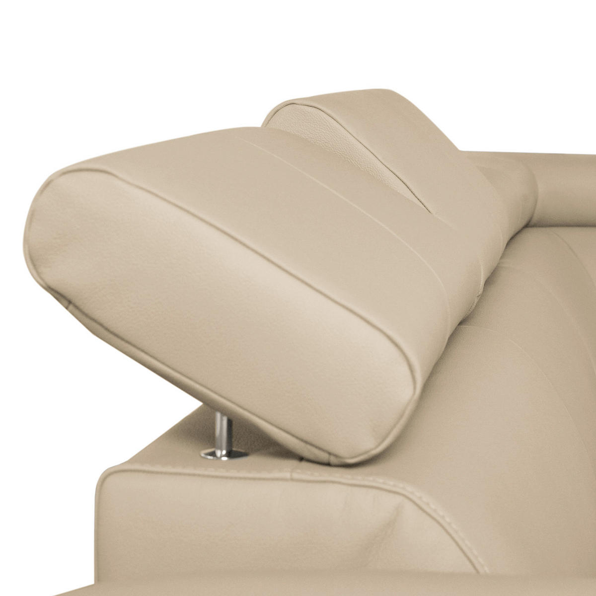 ECKSOFA Beige Echtleder Lederlook  - Chromfarben/Beige, Design, Leder/Textil (248/208cm) - Livetastic