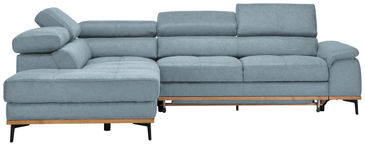 ECKSOFA in Lederlook Hellblau  226/282 cm  - Schwarz/Hellblau, Natur, Holz/Textil (226/282cm) - Novel