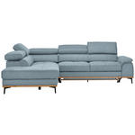 ECKSOFA in Lederlook Hellblau  - Schwarz/Hellblau, Natur, Holz/Textil (226/282cm) - Novel