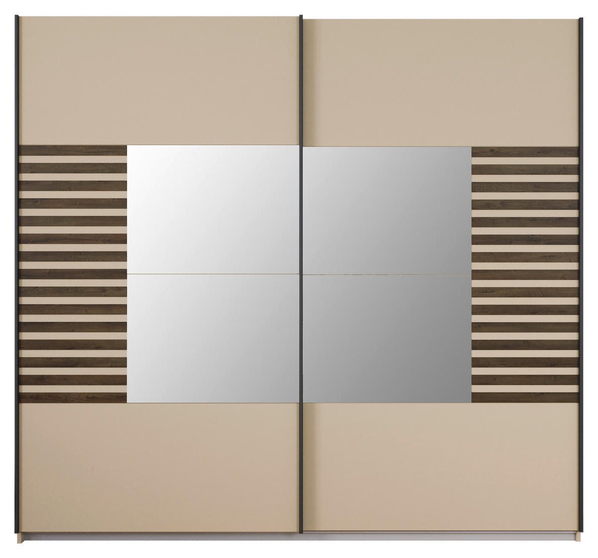 SCHWEBETÜRENSCHRANK in Champagner, Eiche dunkel  - Eiche dunkel/Champagner, Modern, Holzwerkstoff/Metall (226/210/62cm) - Rauch Möbel