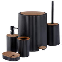 BAD-ACCESSOIRE-SET Kunststoff  - Schwarz/Braun, Design, Kunststoff - Novel