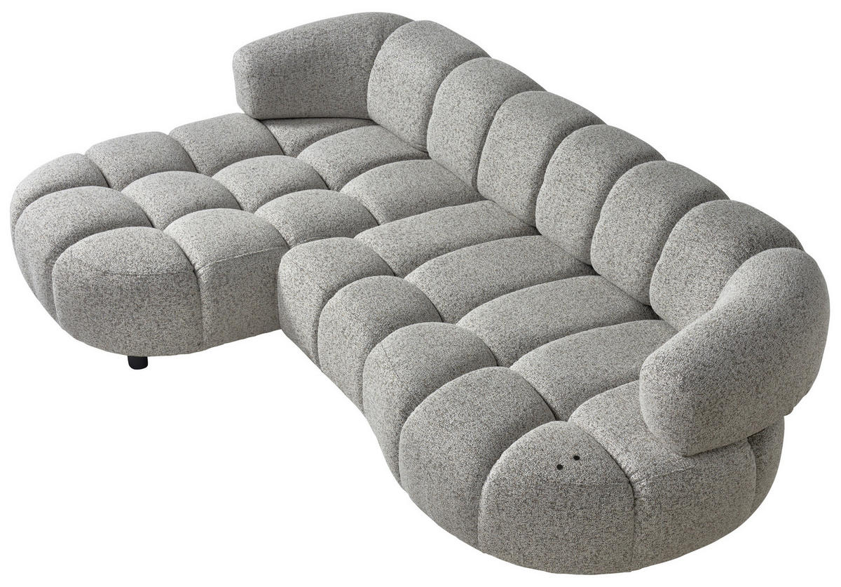 ECKSOFA in Webstoff Greige  - Greige/Schwarz, Design, Holz/Textil (183/284cm) - Welnova