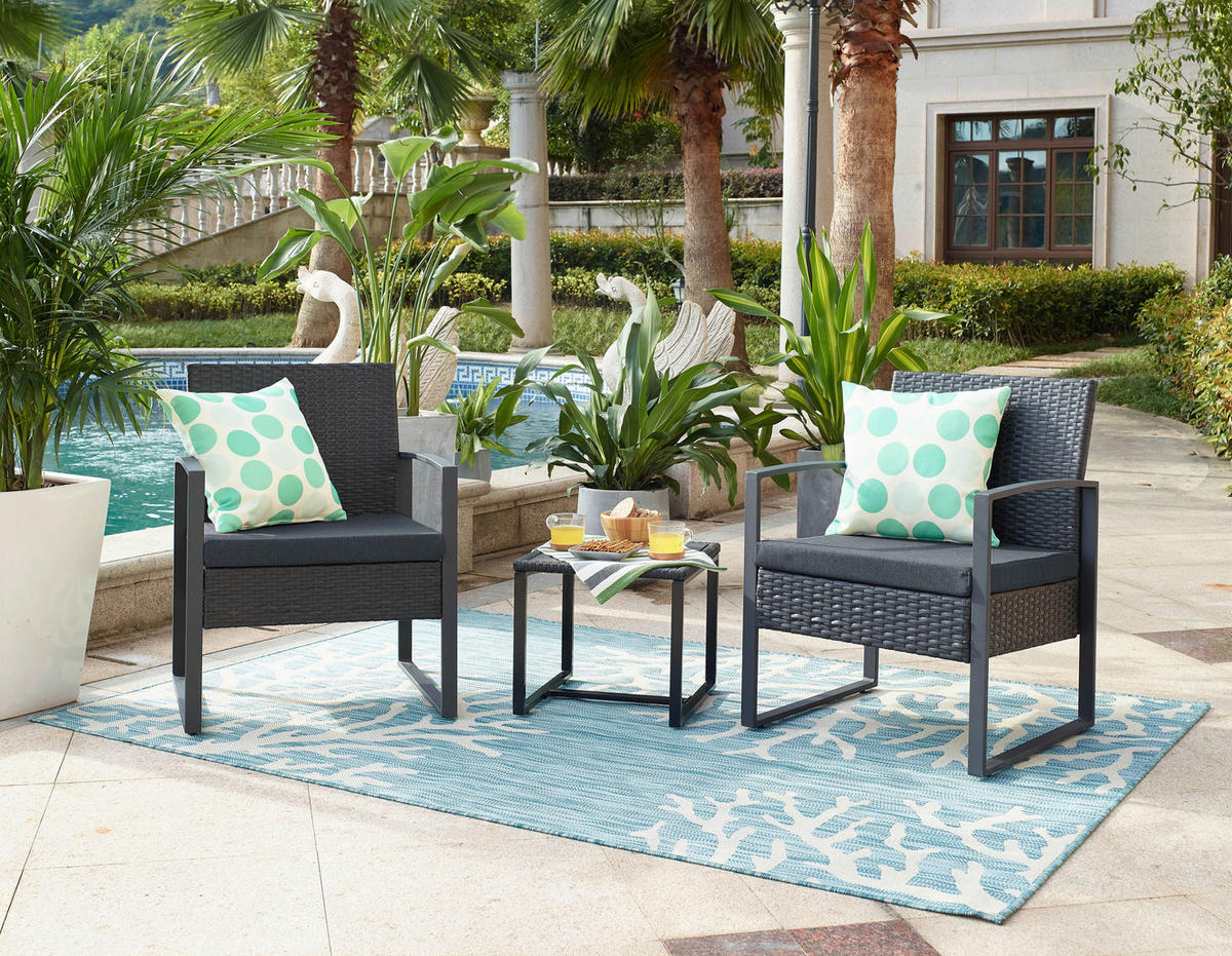 GARTENSET  - Anthrazit/Grau, Design, Kunststoff/Textil - Livetastic