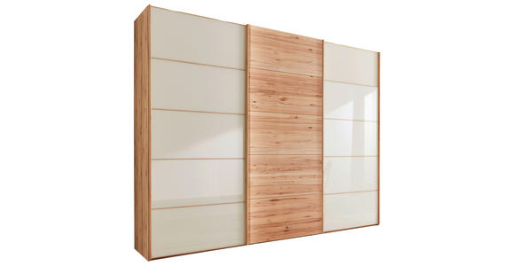 SCHWEBETÜRENSCHRANK 250/236/67 cm 3-türig Buchefarben, Champagner  - Champagner/Buchefarben, Natur, Glas/Holz (250/236/67cm) - Linea Natura