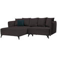 ECKSOFA in Chenille Braun  - Schwarz/Braun, LIFESTYLE, Textil/Metall (172/255cm) - Carryhome