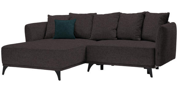 ECKSOFA in Chenille Braun  - Schwarz/Braun, LIFESTYLE, Textil/Metall (172/255cm) - Carryhome