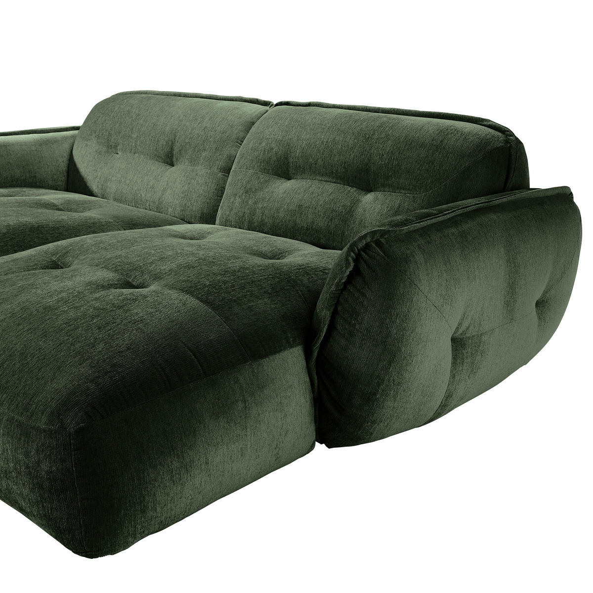 BIGSOFA in Chenille Dunkelgrün  - Dunkelgrün/Schwarz, Modern, Kunststoff/Textil (285/87/184cm) - Trendmanufaktur
