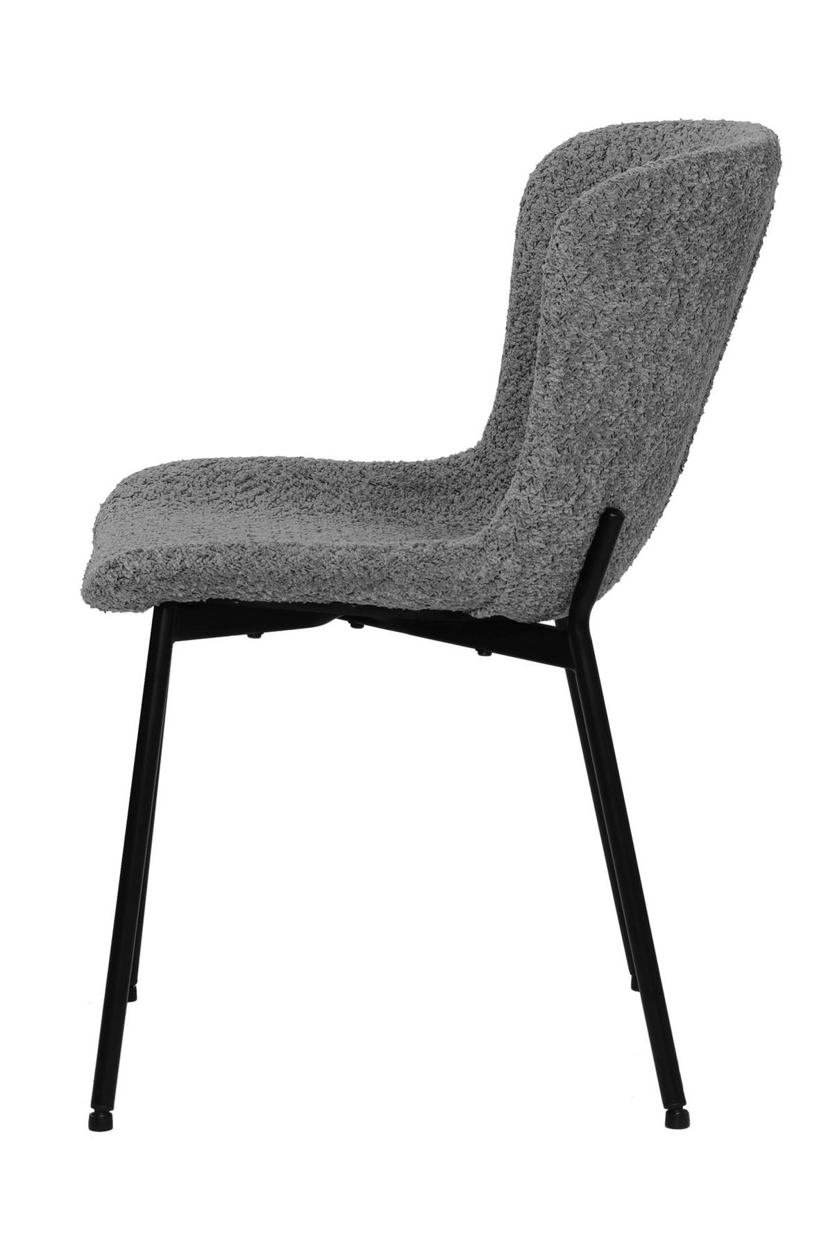 STUHL-SET 2 Stück  Bouclé  Grau, Schwarz  - Schwarz/Grau, MODERN, Textil/Metall (48/83/59cm) - MID.YOU