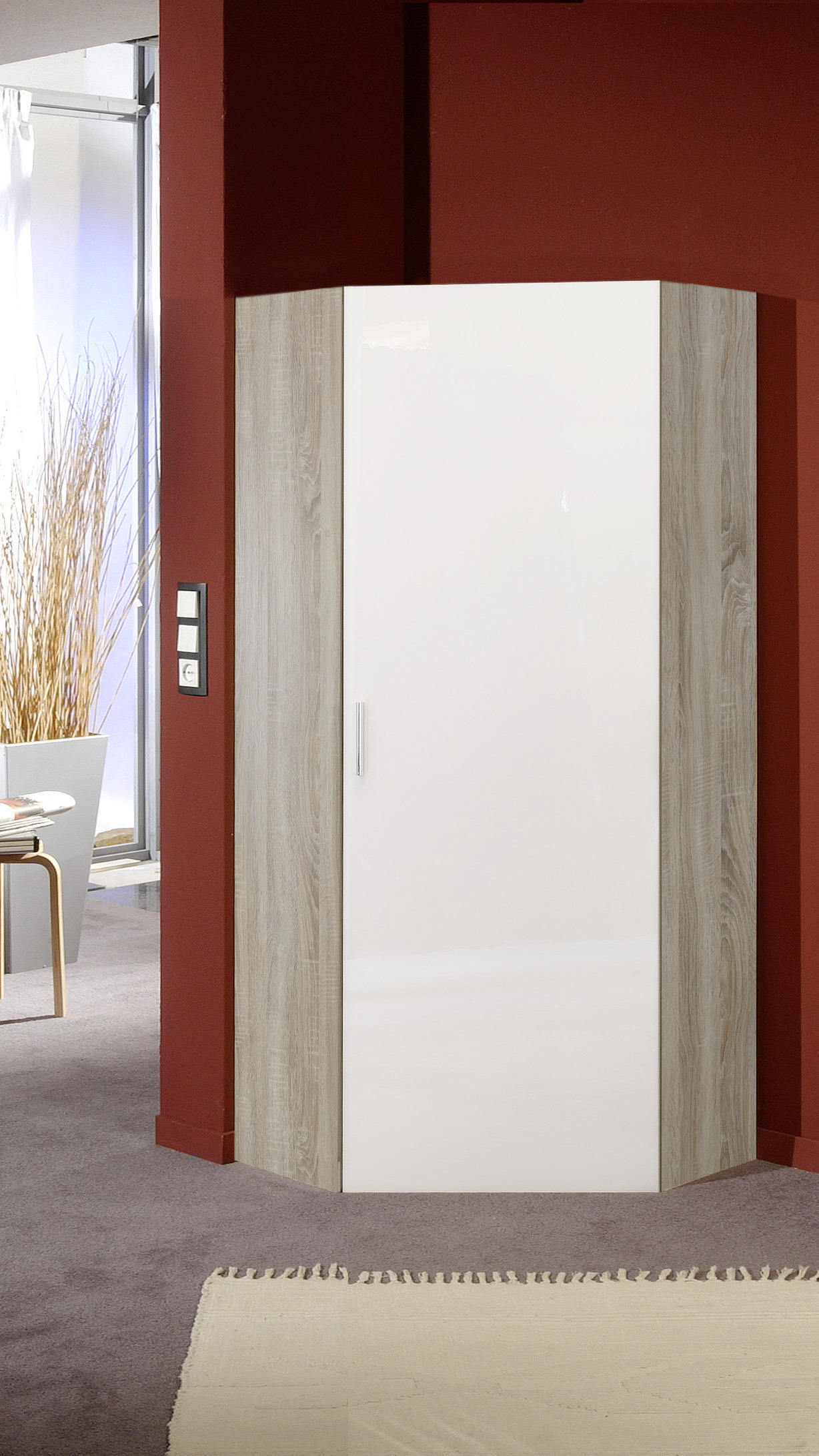 GARDEROBENSCHRANK 80/185/80 cm  - Chromfarben/Eichefarben, Design, Holzwerkstoff/Kunststoff (80/185/80cm) - Xora