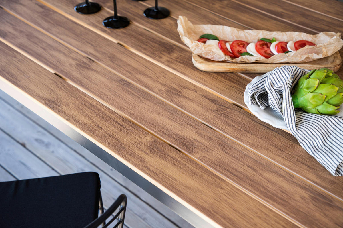 GARTENTISCH 205/90/74 cm  - Schwarz/Naturfarben, KONVENTIONELL, Holz/Metall (205/90/74cm) - Gardenson