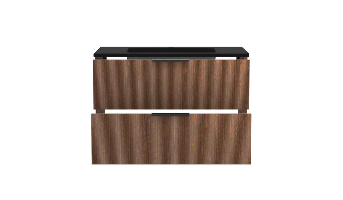 BADEZIMMER 3-teilig  in 80 cm  - Dunkelbraun/Schwarz, Natur, Glas/Holzwerkstoff (80cm) - Held