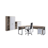 BÜRO erweiterbar, in verschiedenen Holz-Dekoren erhältlich, Schreibtisch seitenverkehrt montierbar, abschließbar Sonoma Eiche, Weiß Hochglanz - Weiß Hochglanz/Sonoma Eiche, MODERN, Holzwerkstoff - MID.YOU