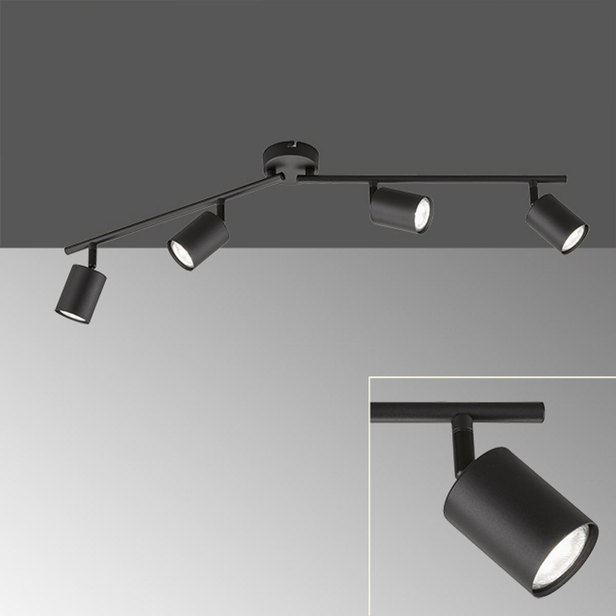 LED-DECKENLEUCHTE 4,0 W    79/8/13 cm  - Schwarz, Design, Metall (79/8/13cm) - Fischer & Honsel