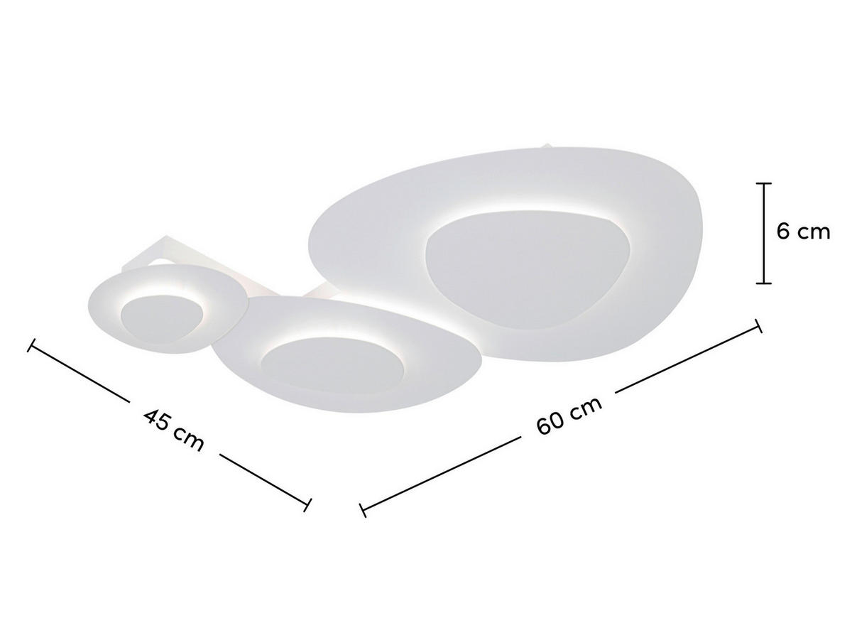 DECKENLEUCHTE    60/45/6 cm  - Weiß, Design, Kunststoff/Metall (60/45/6cm) - Collet's Monde