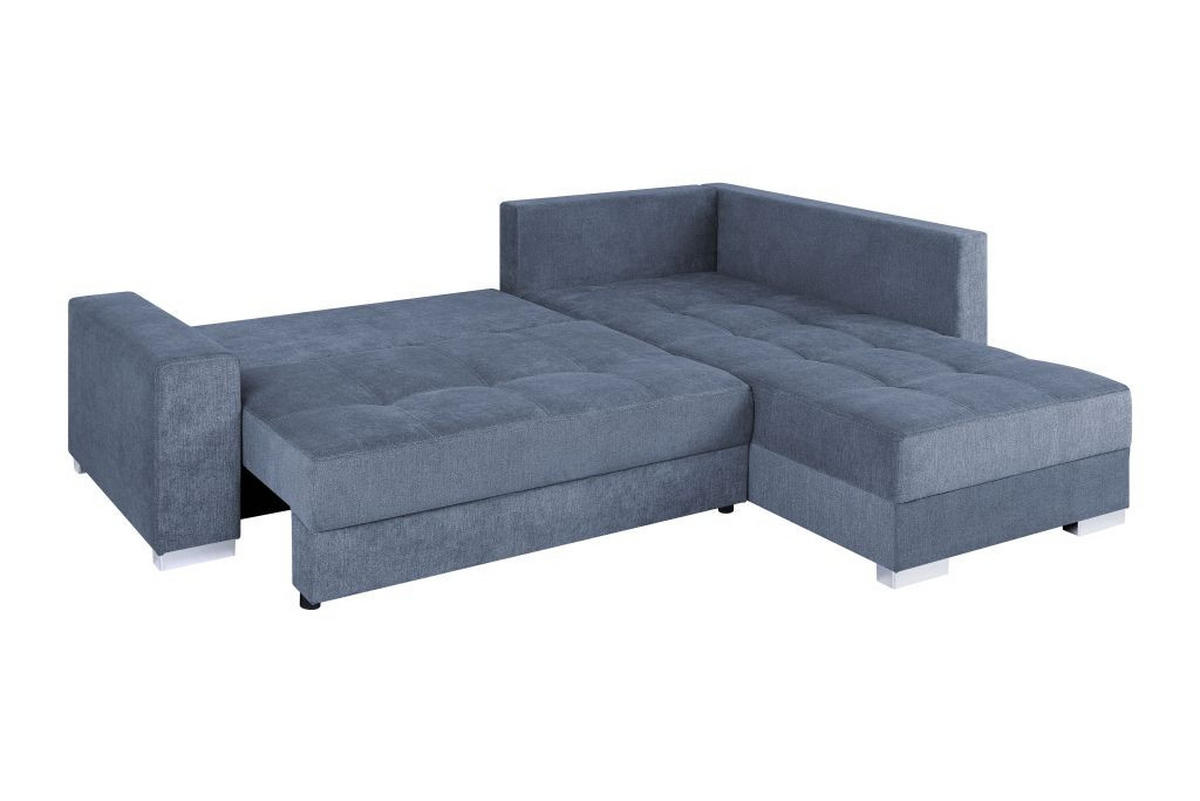 ECKSOFA Blaugrau Webstoff  - Chromfarben/Anthrazit, Design, Kunststoff/Textil (260/218cm) - P & B
