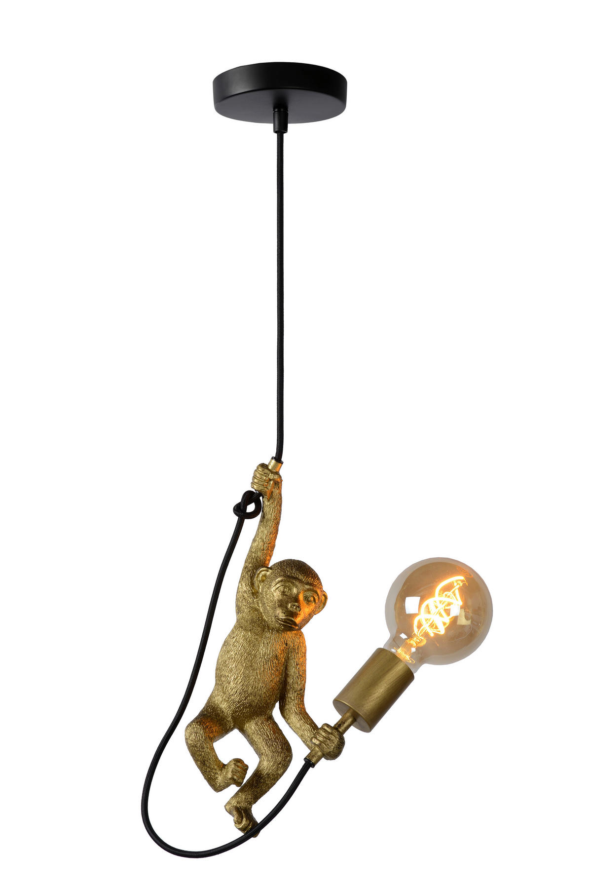 VISEČA SVETILKA  EXTRAVAGANZA CHIMP   17.6/17.6/174.5 cm        60 W E27 - zlate barve/črna, Trend, umetna masa/tekstil (17.6/17.6/174.5cm)