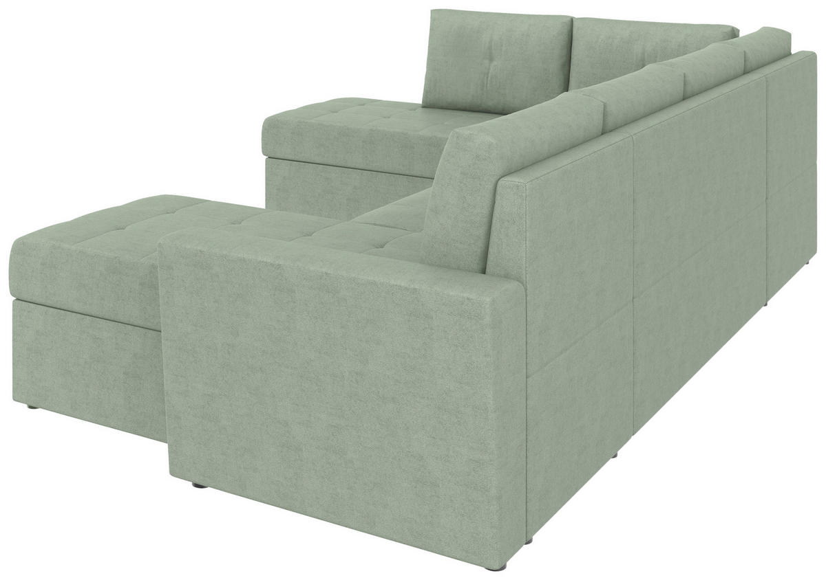 WOHNLANDSCHAFT TERMOLI Mintgrün Jacquard  - Schwarz/Mintgrün, Design, Kunststoff/Textil (212/297/155cm) - MID.YOU