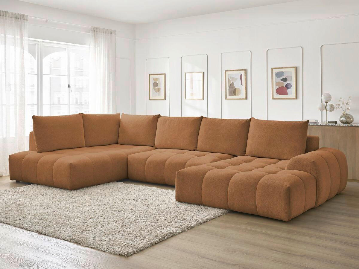ECKSCHLAFSOFA EVEREST  mit Rücken echt, Armteil links, Armteil rechts Flachgewebe Orange  - Schwarz/Orange, MODERN, Kunststoff/Textil (212/423/198cm)