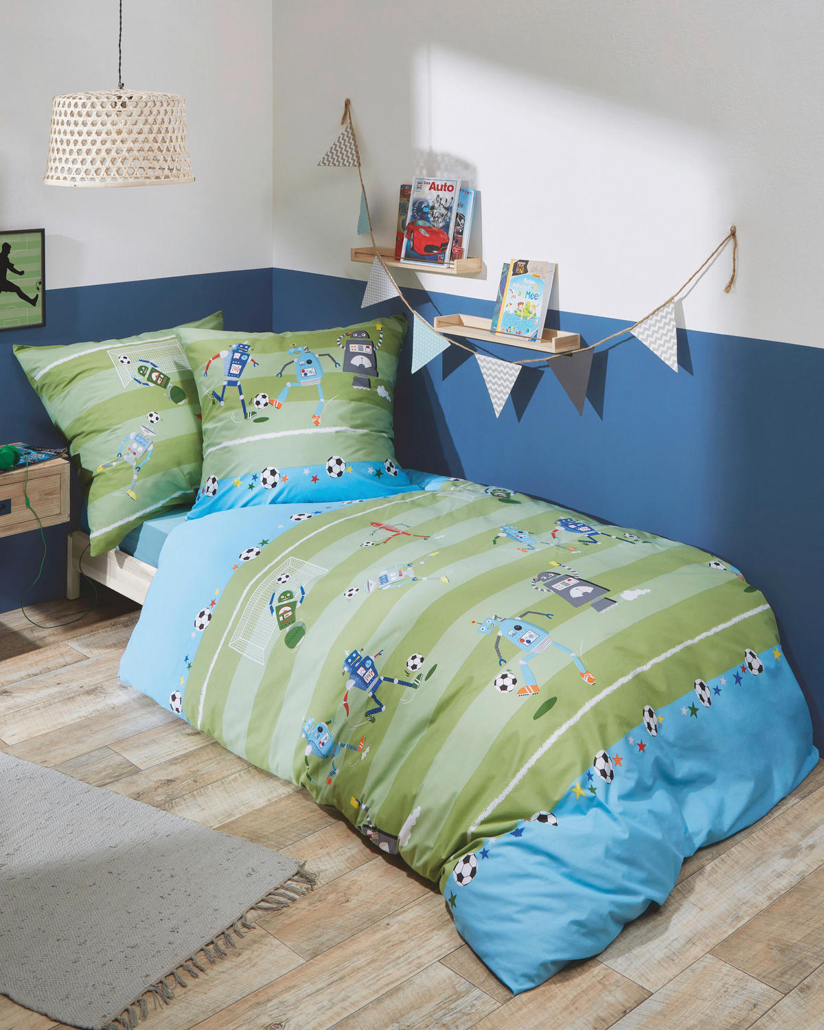 POSTELJNINA ROBO FOOTBALL 140/200 cm renforcé žajbljevo zelena  - žajbljevo zelena, Konvencionalno, tekstil (140/200cm) - Kaeppel
