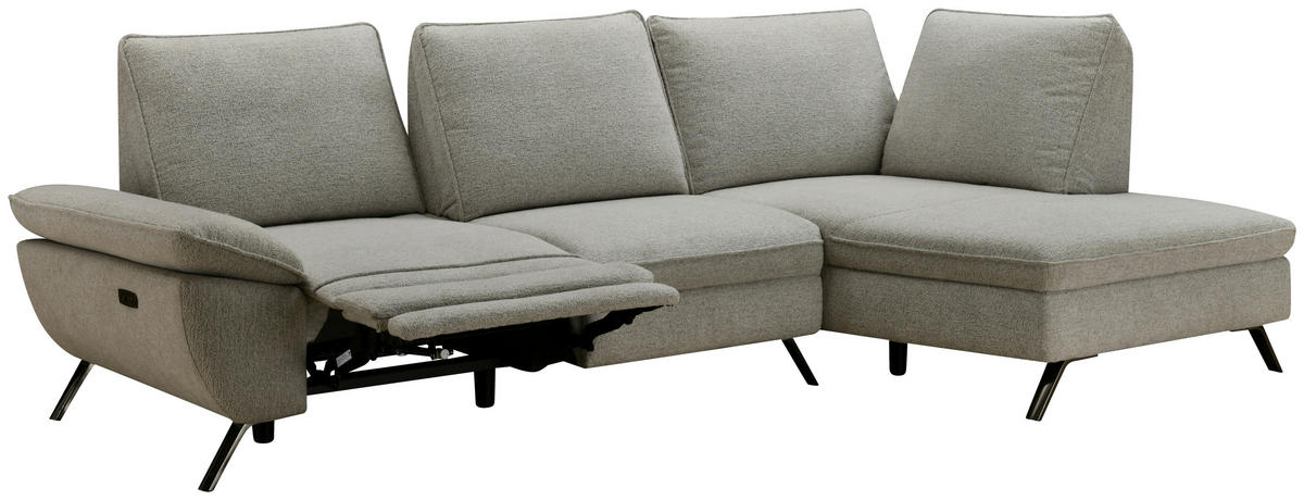 ECKSOFA Beige Webstoff  - Beige/Schwarz, MODERN, Textil/Metall (290/161cm) - Livetastic