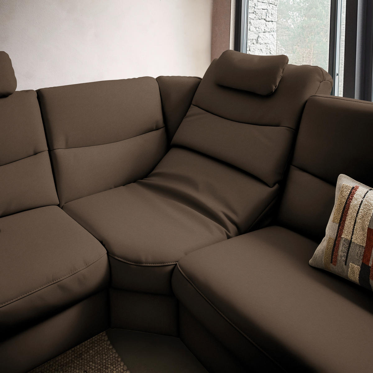 ECKSOFA  in Echtleder Braun  249/280 cm  - Anthrazit/Braun, Design, Leder/Metall (249/280cm) - Himolla Komfortklass