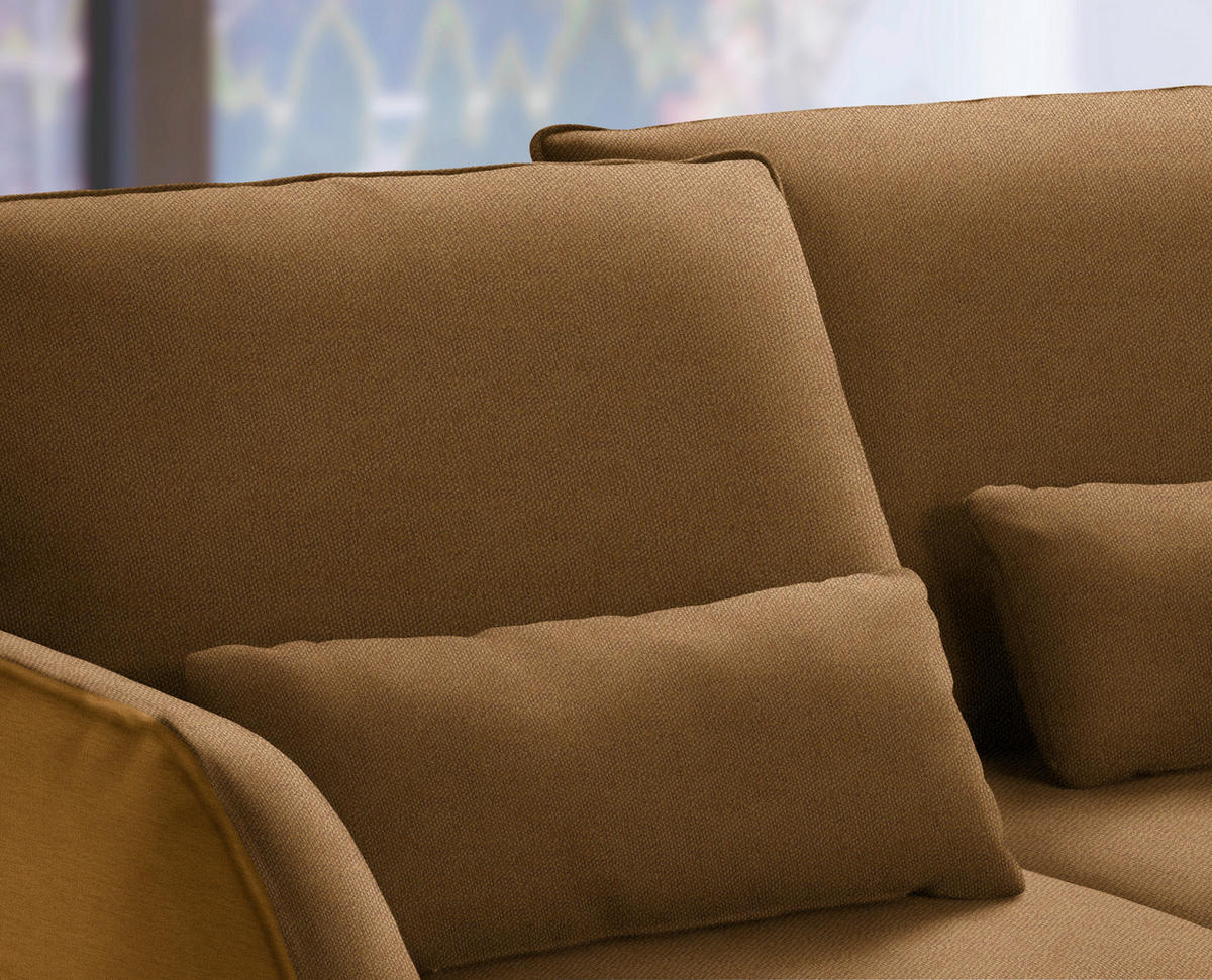ECKSOFA in Flachgewebe Orange  - Schwarz/Orange, Design, Textil/Metall (310/250cm) - Moderano