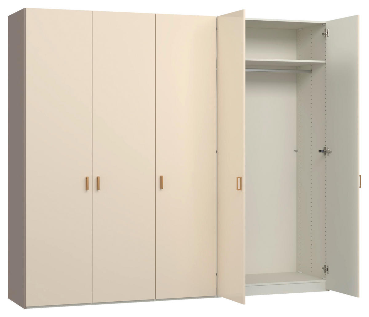DREHTÜRENSCHRANK 253/220/59 cm,  in Creme, Hellbraun, 5-türig  - Hellbraun/Creme, Design, Glas/Holzwerkstoff (253/220/59cm) - Jutzler