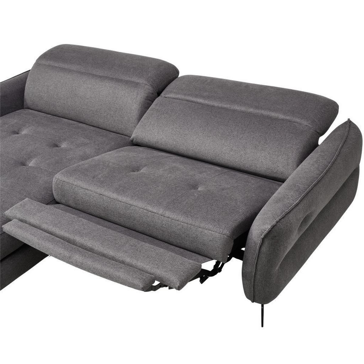 Ecksofa inkl. Funktionen MANTA Anthrazit Flachgewebe  - Anthrazit/Schwarz, Design, Textil/Metall (175/246cm) - Celina