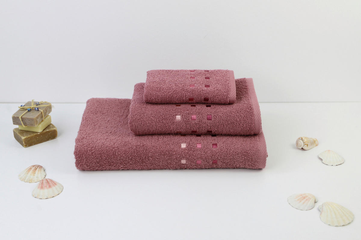 PEŠKIR ZA GOSTE QUATTRO  staroružičasta 30/50 cm  - staroružičasta, Konvencionalno, tekstil (30/50cm) - Esposa