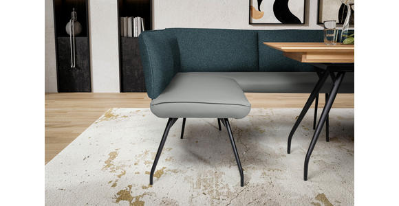 ECKBANK 225/165 cm  in Graublau  - Graublau/Schwarz, Design, Textil/Metall (225/165cm) - Moderano