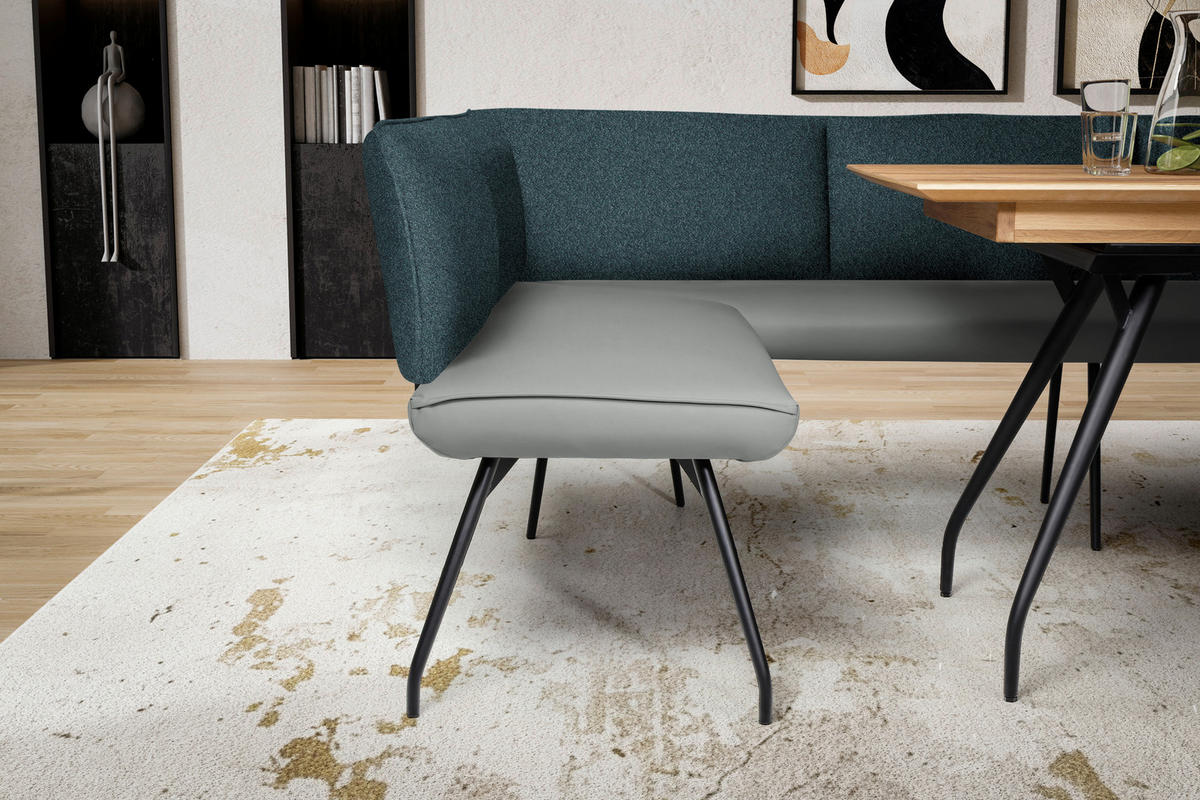 ECKBANK 225/165 cm  in Graublau  - Graublau/Schwarz, Design, Textil/Metall (225/165cm) - Moderano