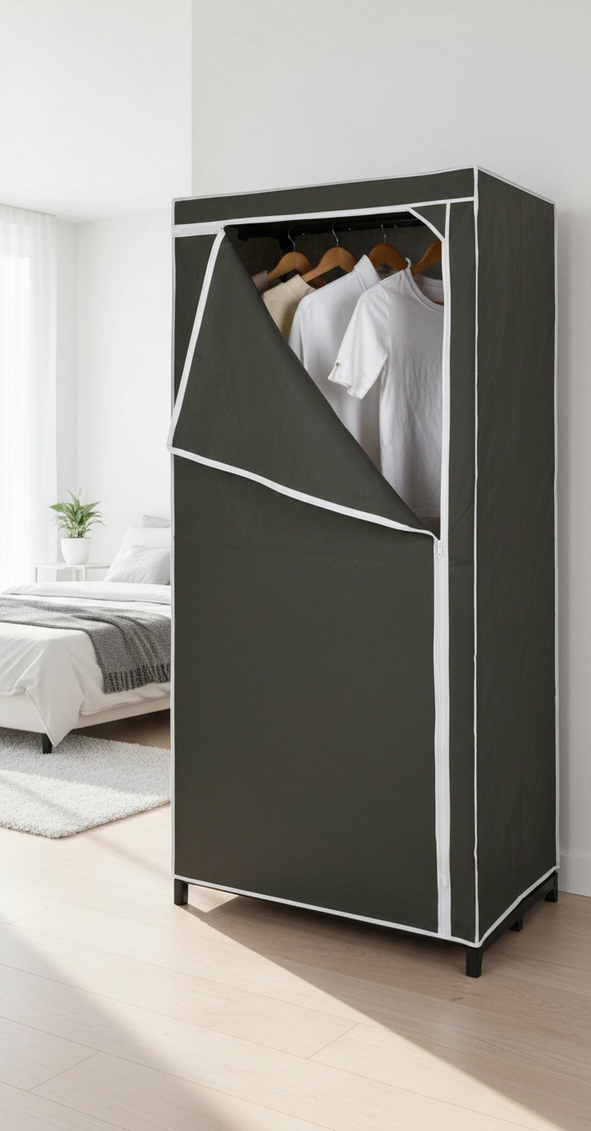 STOFFSCHRANK 75/160/50 cm  in Grau  - Grau, Basics, Kunststoff/Textil (75/160/50cm) - Carryhome