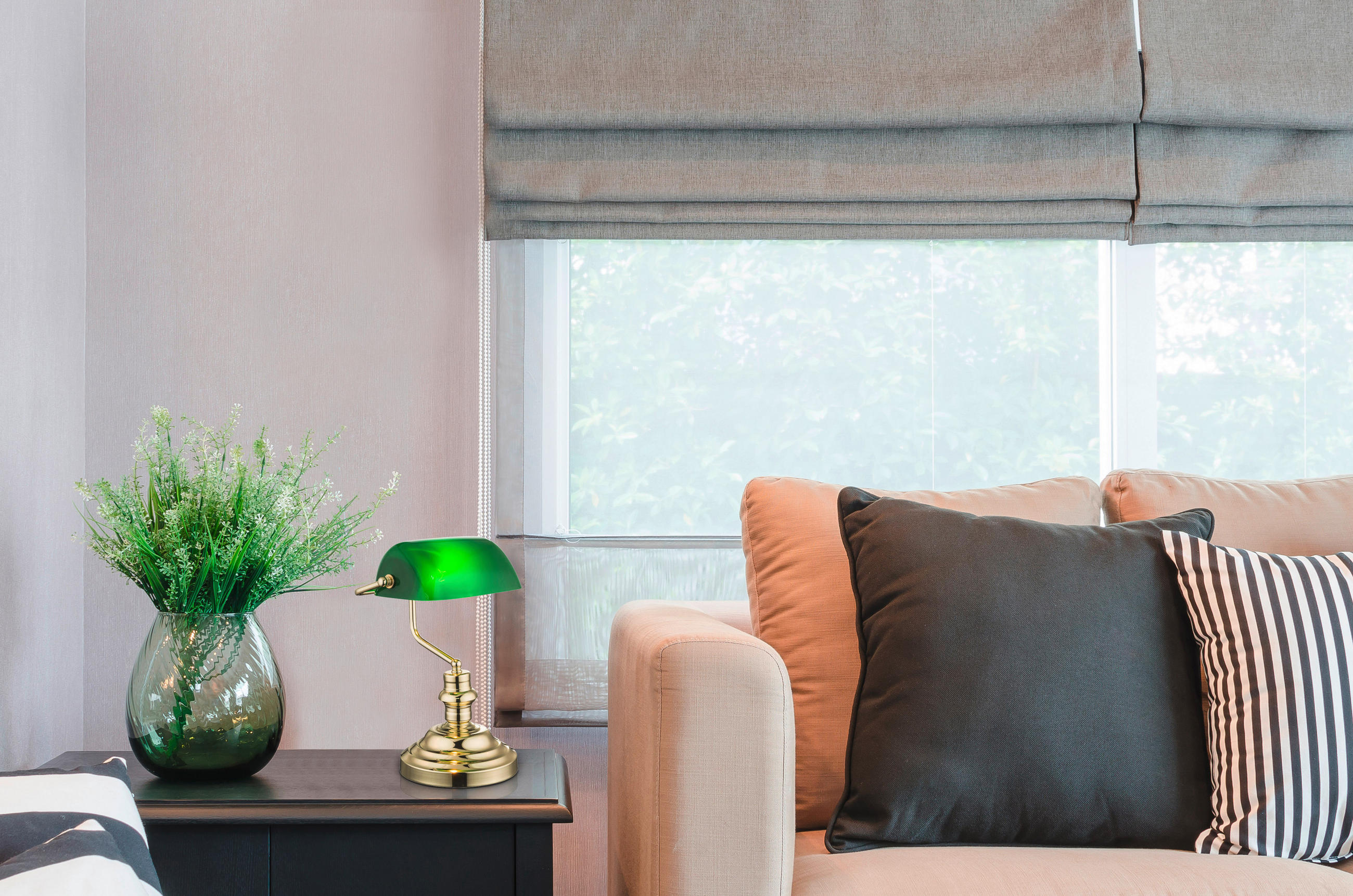 SCHREIBTISCHLEUCHTE Antique 25/36 cm   - Grün, KONVENTIONELL, Glas/Metall (25/36cm) - Globo