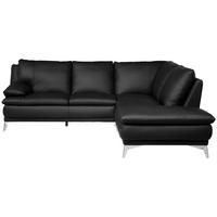 ECKSOFA Schwarz Echtleder  - Chromfarben/Schwarz, Design, Leder/Metall (252/224cm) - Novel