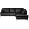 ECKSOFA Schwarz Echtleder  - Chromfarben/Schwarz, Design, Leder/Metall (252/224cm) - Novel