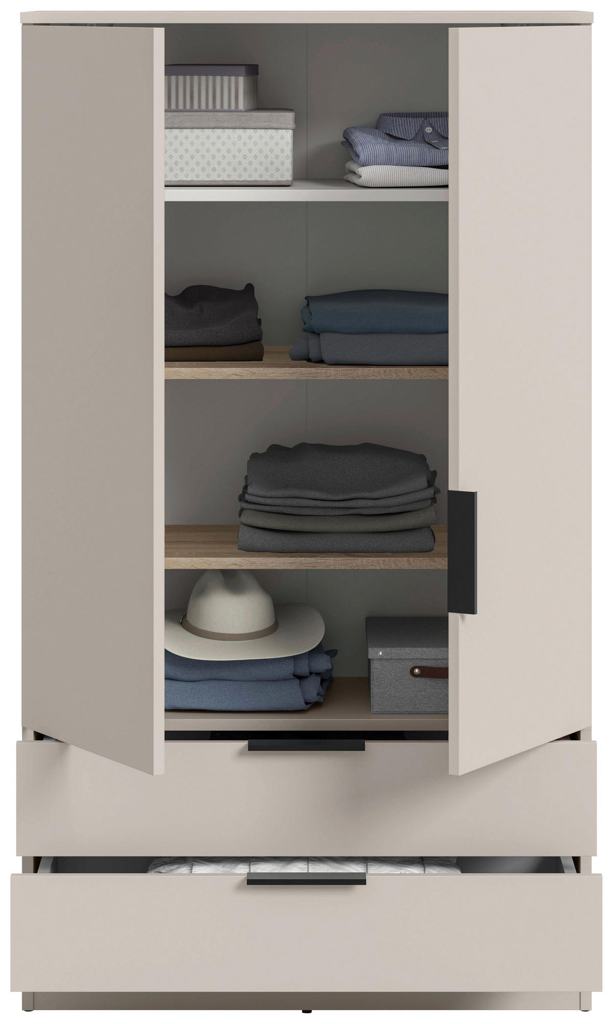 DREHTÜRENSCHRANK 80/140/37 cm,  in Kaschmir, 2-türig  - Kaschmir/Schwarz, MODERN, Holzwerkstoff/Kunststoff (80/140/37cm) - MID.YOU