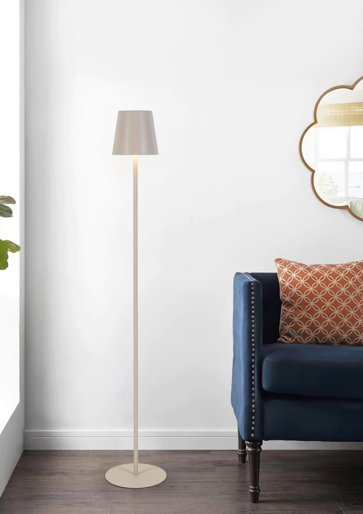 AKU STOJACÍ LAMPA, 22/130 cm  - pískové barvy, Design, kov/plast (22/130cm) - Novel