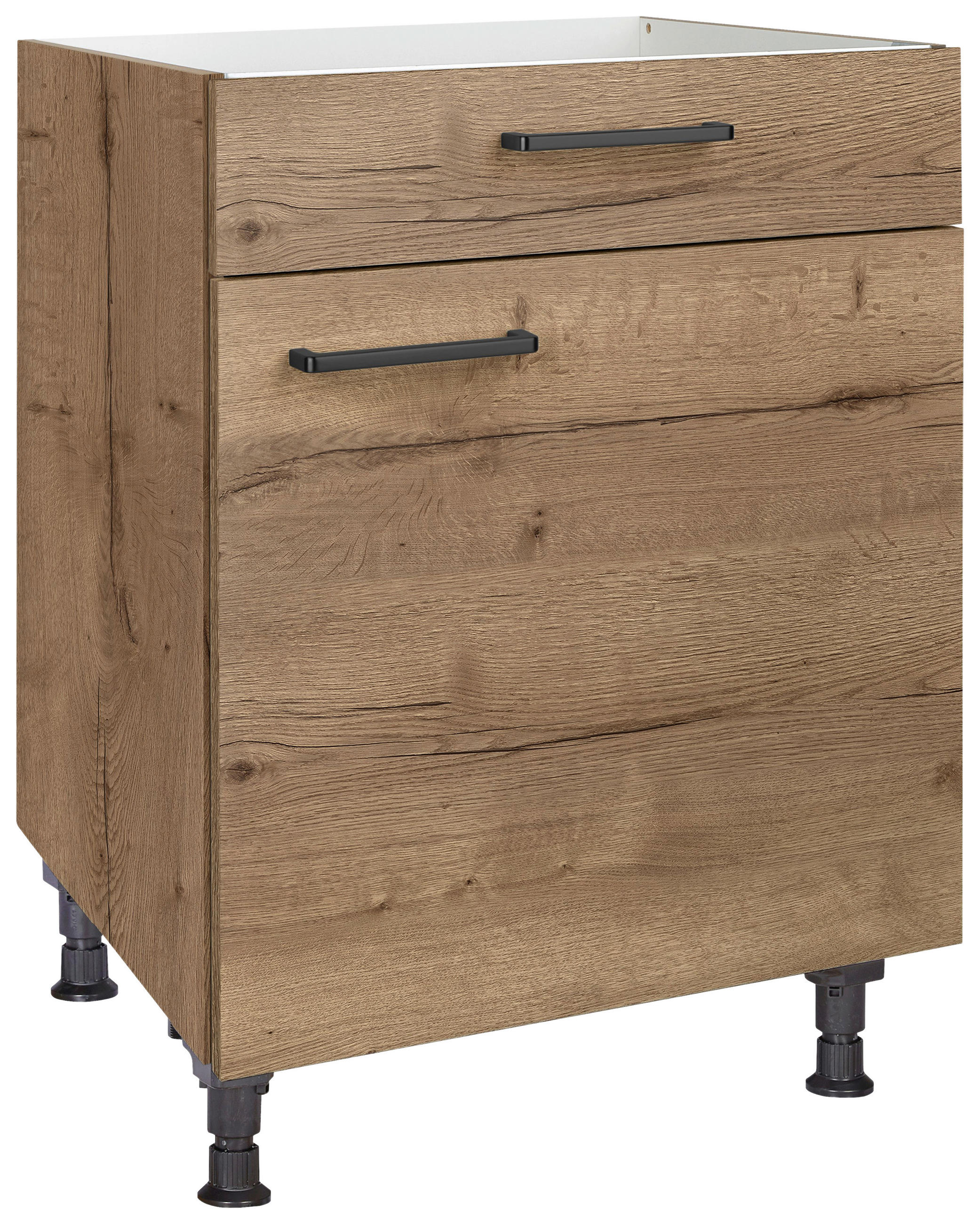 KOCHFELDUMBAUSCHRANK 60/87/56 cm  in Eiche dunkel  - Eiche dunkel/Schwarz, MODERN, Holzwerkstoff/Metall (60/87/56cm) - Nobilia