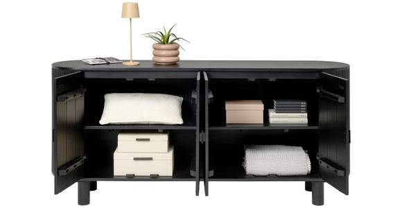 SIDEBOARD in 180/80/40 cm - Schwarz, Trend, Holz/Metall (180/80/40cm) - Ambia Home
