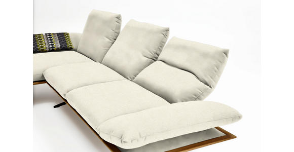 ECKSOFA in Flachgewebe Creme 159/314 cm - Creme/Schwarz, Design, Holz/Textil (159/314cm) - Dieter Knoll
