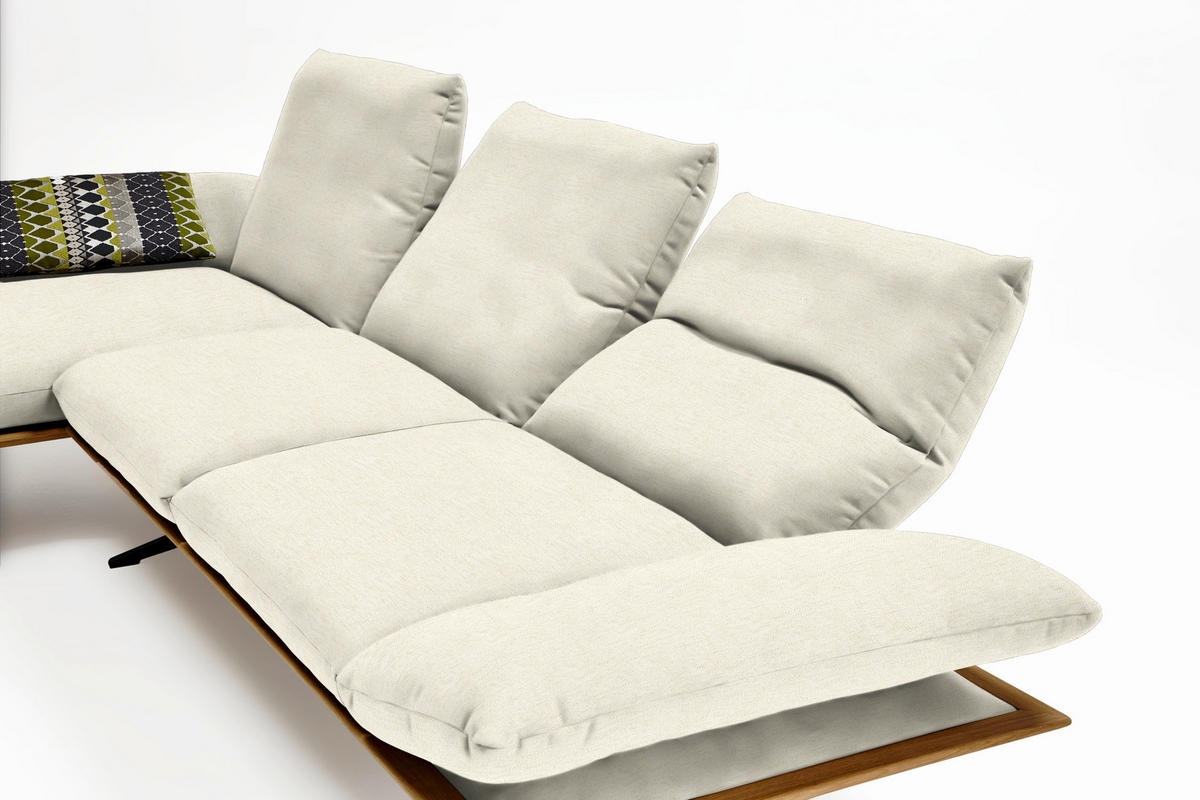 ECKSOFA in Flachgewebe Creme  159/314 cm  - Creme/Schwarz, Design, Holz/Textil (159/314cm) - Dieter Knoll