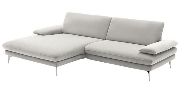 ECKSOFA in Webstoff Creme, Naturfarben  - Creme/Schwarz, Design, Textil/Metall (184/284cm) - Dieter Knoll