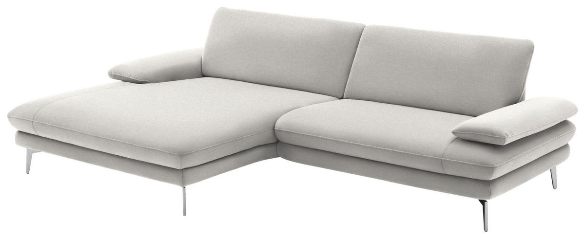ECKSOFA in Webstoff Creme, Naturfarben  - Creme/Schwarz, Design, Textil/Metall (184/284cm) - Dieter Knoll